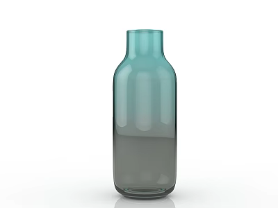 Modern Green Glass Bottle With Transparent Body And Smooth Surface 3d model