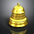Shiny Golden Bell With Metallic Surface Top Loop And Base Reflection