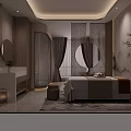 Modern Beauty Hair Salon Reception Area With Soft Lighting Curved Design And Comfortable Seats