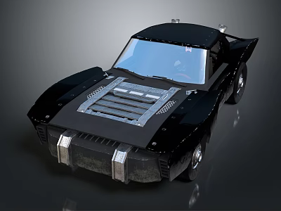 Sleek Black Sports Car With Streamlined Body Grille Design And Retro Styling 3d model