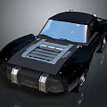 Sleek Black Sports Car With Streamlined Body Grille Design And Retro Styling