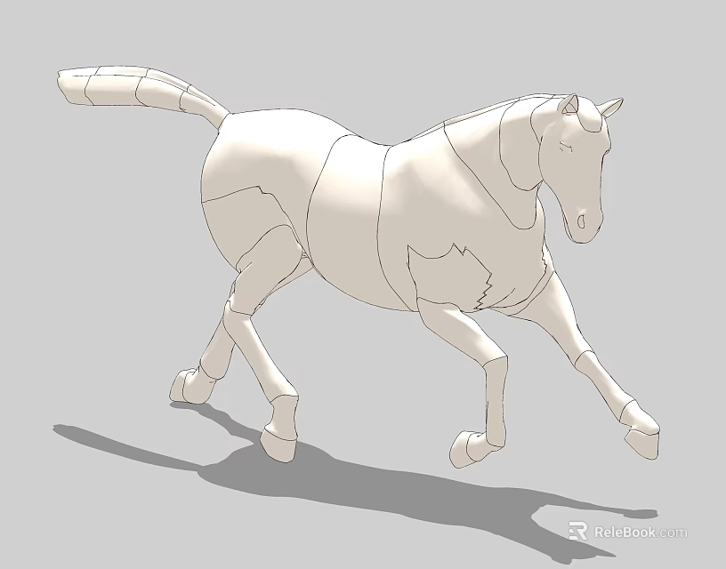 White Horse Shaped Decorative Ornament Set With Modern Minimalist Design For Home Decoration 3d model 