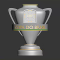 Brazil Trophy With Silver And Gold Design And Shiny Reflective Base 3d model
