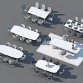 Various Dining Table Sets With Different Table Shapes And Chair Designs 3d model