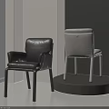 Black Leather and White Fabric Single Chair Modern Sleek Design in Minimalist Interior