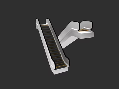 Modern Escalator Design with Metal Steps Handrail and Platform Structure 3d model