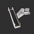 Modern Escalator Design with Metal Steps Handrail and Platform Structure 3d model
