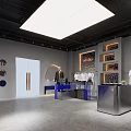 Modern Clothing Store Interior With Display Racks Mannequin And Checkout Counter