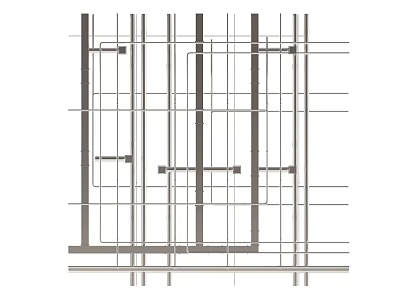 Building Construction Pipe Network Layout With Vertical And Horizontal Design 3d model