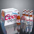 Coors Light Beer Bottles And Glasses In Original Carton Packaging For Refreshment