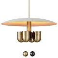 Modern Minimalist Chandelier With White Lampshade And Golden Metal Cup Elements