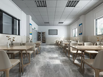 Modern Canteen Staff Canteen 3d model