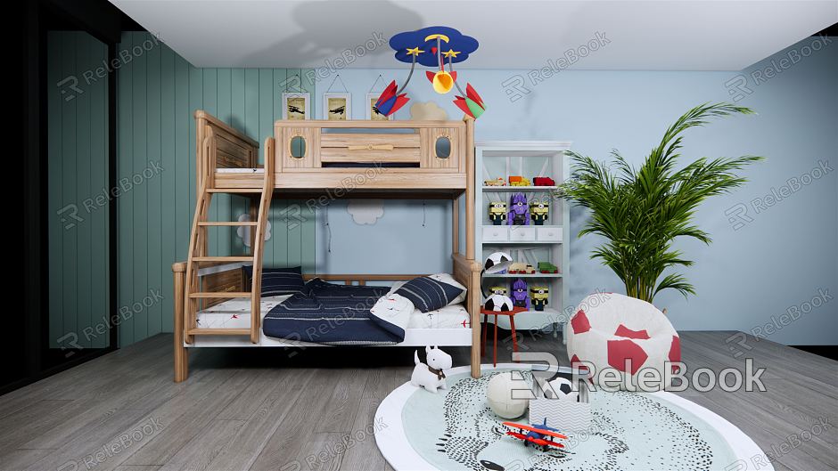 Nordic Bed and Bunk Bed Children's Bed Toy Soccer Sofa Toy Cabinet Chandelier model