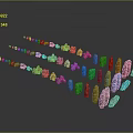 Carved Wood and Stone Decorative Ornaments with Various Colors Different Shapes Arranged as Symbols