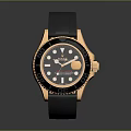Luxury Watch With Gold Case Black Dial And Black Leather Strap Design