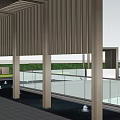 Modern Pergola Garden Landscape With Greenery Water Feature And Lawn Pathway
