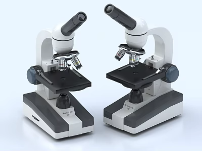 Dual High Quality Medical Microscopes for Laboratory Scientific Research Use 3d model