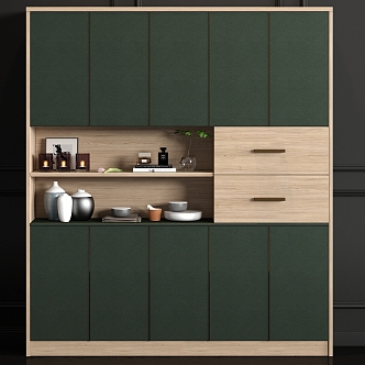 Modern Solid Wood Leather Decorative Cabinet Jewelry Combination 3d model