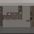 Modern Wine Cabinet With Glass Doors LED Lighting And Wine Bottles In Interior Design