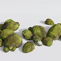 Natural Green Moss Covered Stones And Rustic Wooden Logs For Garden Landscape Design