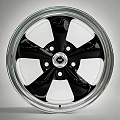 Shiny Modern Tire Design With Black Spokes And Glossy Chrome Silver Wheel Rim