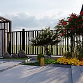 Modern Courtyard Garden Design Featuring Paved Flooring Various Plants And Outdoor Seating Area