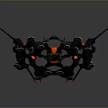 Futuristic Mechanical Structure With Black Red Silver Accents Multiple Wing Shaped Parts