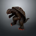 Giant Turtle Like Monster With Rugged Shell Red Eyes And Sharp Red Claw Tips 3d model