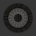 Industrial Brush Wheel With Black Fiber Structure Central Hole And Metal Frame