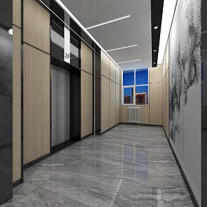 Office building simple fashion elevator middle aisle ceiling 3d model