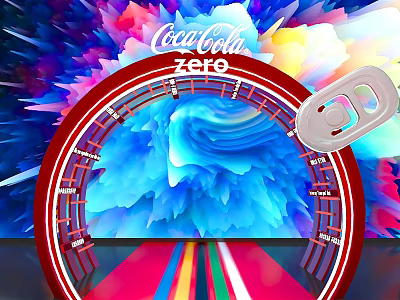 Coca Cola Zero Vibrant Design With Colorful Abstract Background And Red Circular Frame 3d model