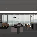 Italian Restaurant Sofa Coffee Table Combination Dining Table and Chair Sideboard Wine Cabinet Leather Sofa Chandelier TV Backwall Side Table Floor Lamp Stool 3d model