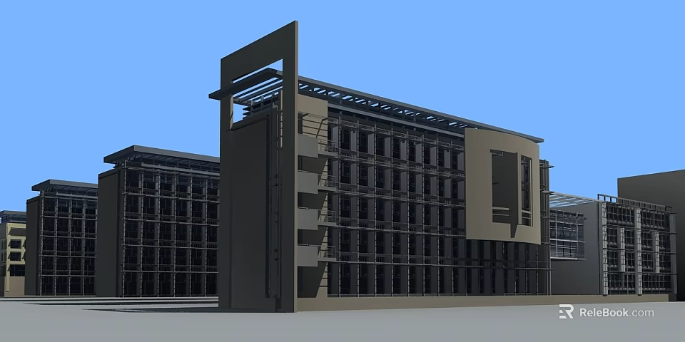 Modern School Building Exterior Design With Multiple Floors And Large Windows 3d model 