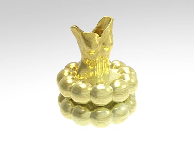 Gold Decorative Ornament Set With Stacked Spherical Base And Sculpted Top 3d model