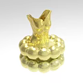 Gold Decorative Ornament Set With Stacked Spherical Base And Sculpted Top