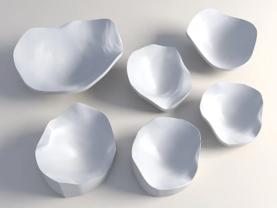 Modern Landscape Seats Set With Irregular White Shapes And Smooth Surfaces 3d model