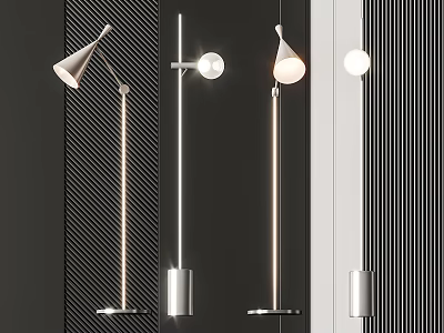 Modern Floor Lamps With Metal Bases And Stylish Lampshades For Home Decor 3d model