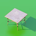 Minimalist Square Dining Table With Light Gray Top And Metal Legs Design