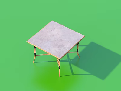 Minimalist Square Dining Table With Light Gray Top And Metal Legs Design 3d model