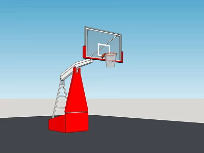 Red Basketball Hoop Sports Equipment With Backboard Rim And Stable Base 3d model