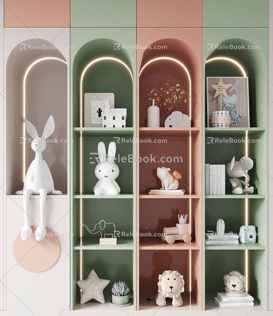 Modern Decorative Cabinet Children's Doll Decorative Ornaments 3d model