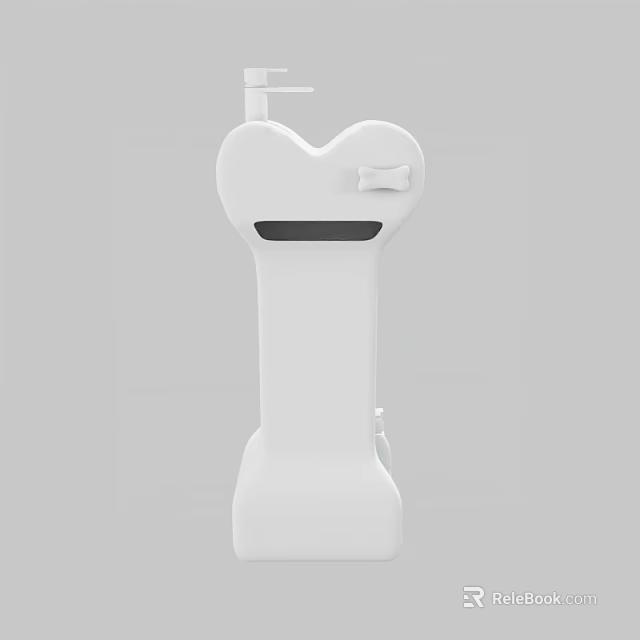White Bone Shaped Pet Furniture with Resting Platform and Feeding Spot 3d model 