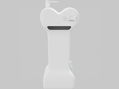 White Bone Shaped Pet Furniture with Resting Platform and Feeding Spot 3d model