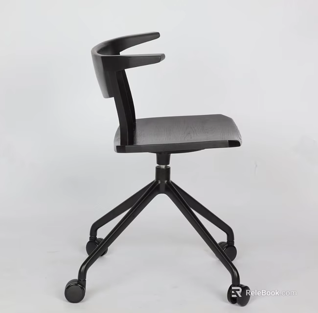 Modern Black Office Chair With Swivel Base And Rolling Wheels Design 3d model 