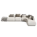Modern Curved Sectional Sofas With Throw Pillows And Blankets For Cozy Living Room