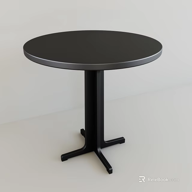 Sleek Modern Side Table With Round Black Top And Sturdy Cross Base 3d model