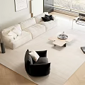 Modern Sofa Coffee Table Combination Cream Sofa Combination 3d model