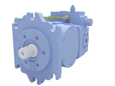 Light Blue Industrial Hydraulic Pump Component With Shaft And Valves 3d model