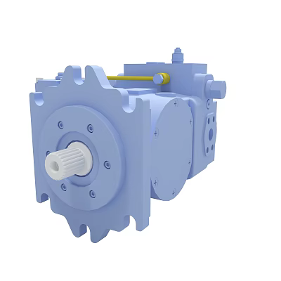 Light Blue Industrial Hydraulic Pump Component With Shaft And Valves 3d model Light Blue Industrial Hydraulic Pump Component With Shaft And Valves 3d model