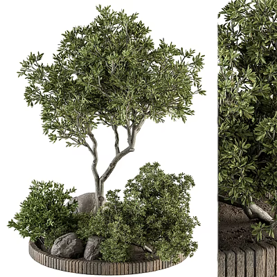 Lush Green Arbor With Branches Shrubs And Stones In Natural Setting 3d model